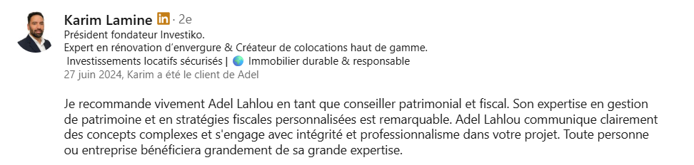 Recommandation LinkedIn 2